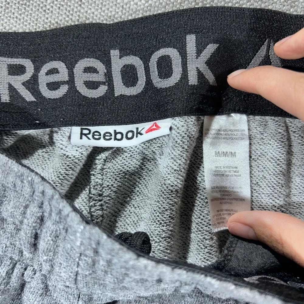 Reebok Sweatpants Mens Medium Gray Excellent Ankle Zip Heather Athletic Joggers